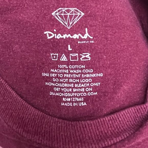 DIAMOND SUPPLY CO BURGUNDY T-SHIRT MAROON TEE NEON SIGN SIZE L - Picture 6 of 8